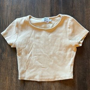 Princess Polly Organic Cotton Classic Crop Tee Cream
